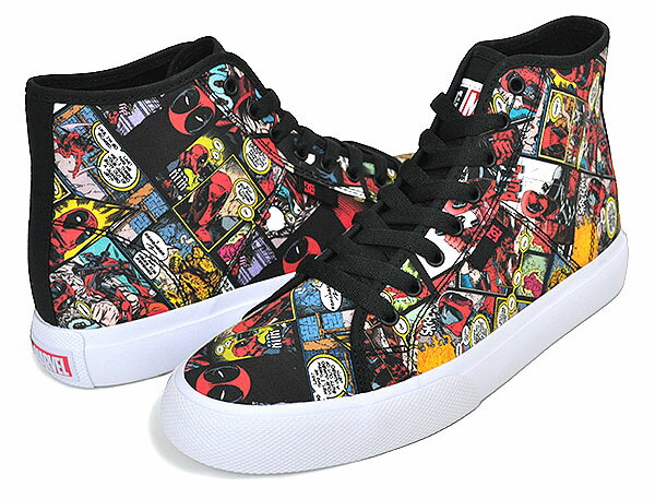 お得な割引クーポン発行中!!DC SHOES MARVEL DP MANUAL HI BLACK MULTI dm226106-bk5 ADYS300748 マルチ スニーカー DEADPOOL マーベルコミック