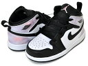 お得な割引クーポン発行中!!NIKE JORDAN 1 MID SE(TD) black/bleached coral-white dm6217-001 キッズ スニーカー AJ1 子供靴 タイダイ