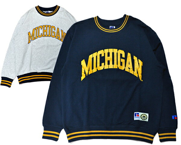 お得な割引クーポン発行中!!RUSSELL ATHLETIC BOOKSTORE CREW NECK SWEAT The University Of MICHIGAN rc-23001-mg ラインリブ ミシガン大学 カレッジ トレーナー