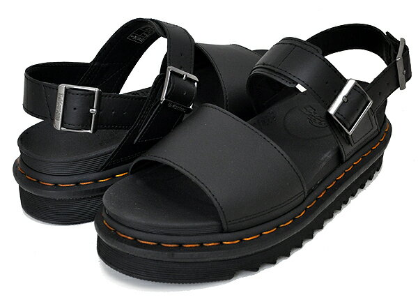 お得な割引クーポン発行中!!【あす楽 対応!!】【ドクターマーチン ヴォス】Dr.Martens VOSS STRAP SANDAL SHYDRO LEATHER BLACK 24233001 SANDAL ZEBRILUS ゼブリラス ブラック サンダル 厚底 シャークソール