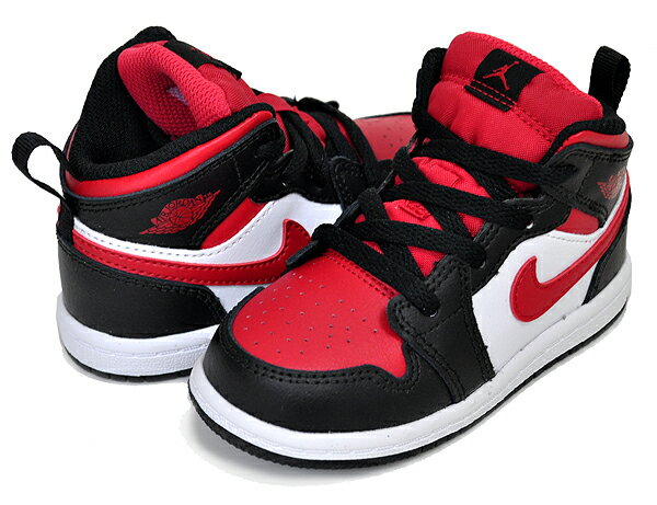 お得な割引クーポン発行中 【あす楽 対応 】【ナイキ ジョーダン 1 ミッド トドラー】NIKE JORDAN 1 MID (TD) black/fire red-white 640735-079 キッズ スニーカー 子供靴 ファイヤーレッド