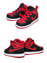 お得な割引クーポン発行中!!【あす楽 対応!!】【ナイキ ジョーダン 1 ミッド トドラー】NIKE JORDAN 1 MID (TD) black/fire red-white dq8425-060 BRED キッズ スニーカー 子供靴 3