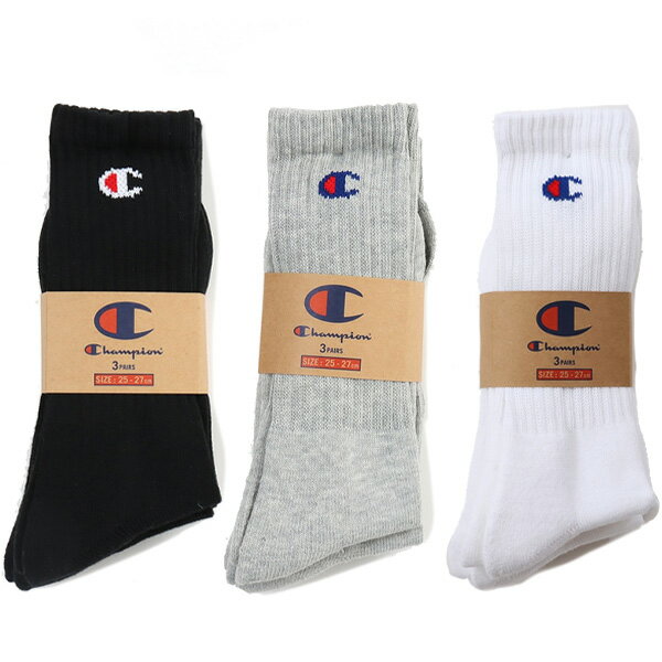 お得な割引クーポン発行中!【チャンピオン フルレングス ソックス 3足組】Champion FULL LENGTH SOCKS 3P cmscy002 靴下 ハイソックス ブラック ホワイト ヘザーグレー 3パック