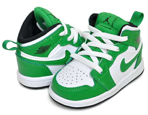 NIKE JORDAN 1 MID(TD) lucky green/black-white dq8425-301 ジョーダンシリーズの記念すべきファーストモデル、AIR JORDAN 1よりキッズサイズのトドラーモデルNEW COLORが登場。"AIR JORDAN 1 MID"のディテールをキッズシューズへと落とし込んだ今作。ロゴデザイン、アウトソールなど大人モデル顔負けの仕上がり。キッズモデルの特徴として、履き脱ぎをし易くする為にヒールフックを装備。お子様とのペアルックは勿論、プレゼントにも喜ばれる一足です。"JORDAN 1 MID"のキッズモデルは日本未発売モデルとなります!!是非この機会をお見逃しなく!! 最新入荷情報やお得な情報を毎日配信中!! ご登録はこちらから→メルマガ