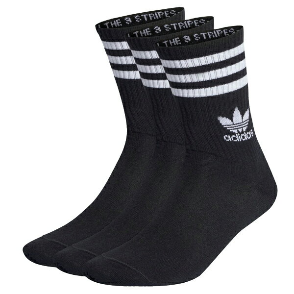 お得な割引クーポン発行中!!adidas MID CUT CREW SOCKS 3 PACK BLACK il5022 EEF54 靴下 ブラック ソックス リサイクル素材 再生可能素材