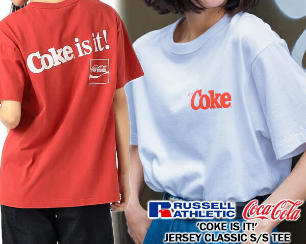 お得な割引クーポン発行中!!【あす楽 対応!!】【ラッセル アスレチック コカ・コーラ Tシャツ】RUSSELL ATHLETIC Coca-Cola ATHLETIC TEE rc-23502-cc コラボ ホワイト レッド Coke is it 2