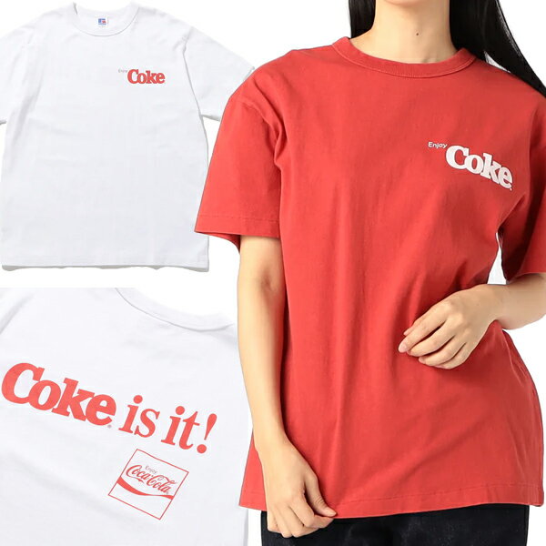 お得な割引クーポン発行中!!【あす楽 対応!!】【ラッセル アスレチック コカ・コーラ Tシャツ】RUSSELL ATHLETIC Coca-Cola ATHLETIC TEE rc-23502-cc コラボ ホワイト レッド Coke is it 1