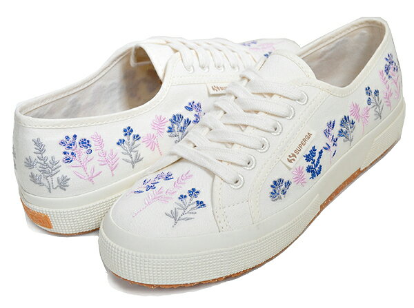 お得な割引クーポン発行中!!SUPERGA 2750 ORGANIC FLOWERS EMBROIDERY WHITE AVORIO-BLUE-PINK s6133dw-a1h レディース スニーカー オーガニック フラワー