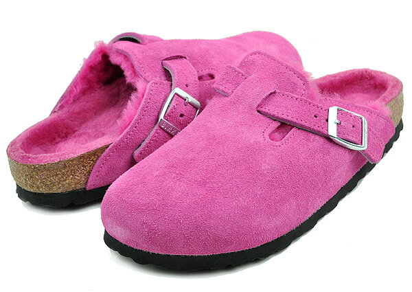 お得な割引クーポン発行中!!【あす楽 対応!!】【ビルケンシュトック ボストン シアリング ナロー】BIRKENSTOCK BOSTON VL SHEARLING (NARROW FIT) FUCHSIA TULIP 1025552 ピンク ナローフィット レディース サンダル ミュール スエードレザー クロッグ