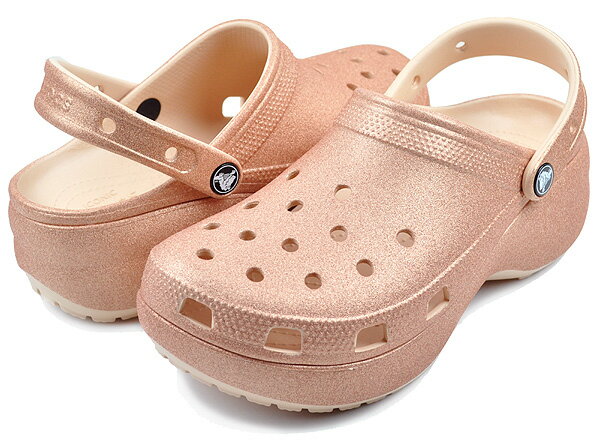 お得な割引クーポン発行中!!crocs CLASSIC PLATFORM GLITTER CLOG W SHITAKE 207241-2ds シイタケ レディース 厚底 サンダル