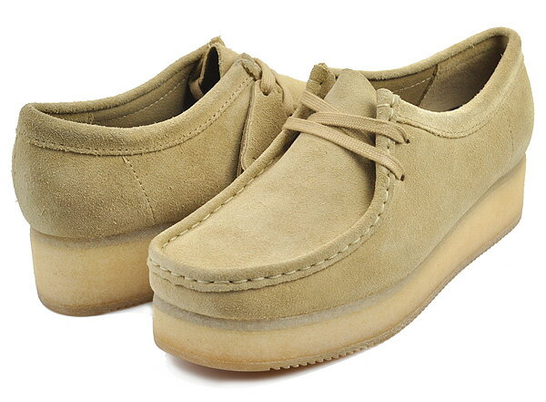 楽天LTD SPORTS ONLINE STOREお得な割引クーポン発行中!!【あす楽 対応!!】【クラークス ワラクラフトビー】CLARKS WALLACRAFT BEE MAPLE SUEDE 26173498 メープル スエード レディース 厚底 ウエッジ モカシン