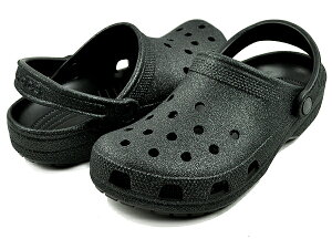 お得な割引クーポン発行中!!【あす楽 対応!!】【クロックス クラシック グリッター クロッグ】crocs CLASSIC GLITTER CLOG BLACK GLITTER 205942-0wh ブラック レディース サンダル ミュール