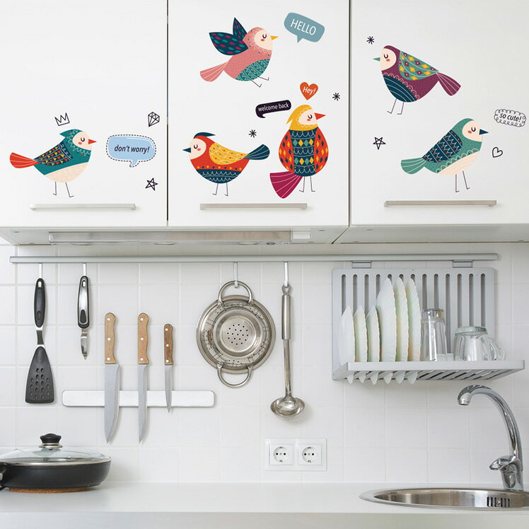 ウォールステッカー 小鳥 バード MU3 日本製 イラスト 北欧 シール 壁紙 風呂 ドア トイレ インスタ