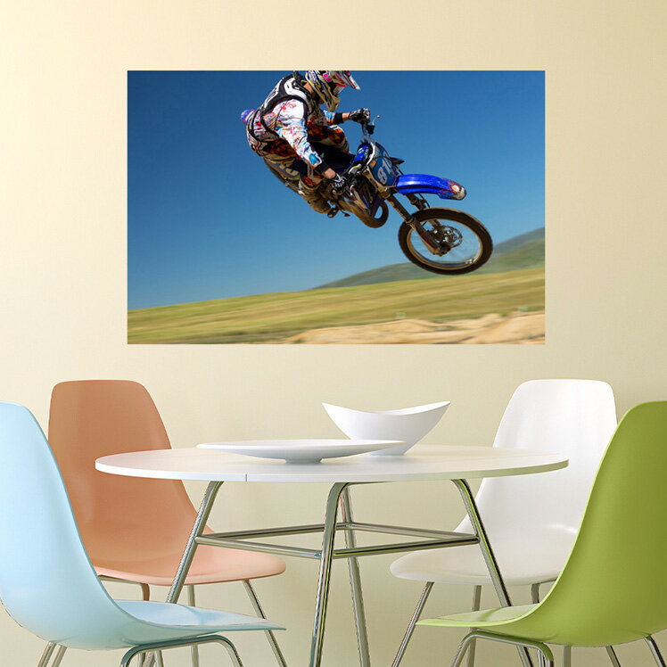 日本製ウォールステッカー ダートバイク モトクロス　オフロード 壁紙 写真 二輪車 ポスター