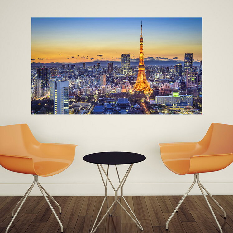 日本製ウォールステッカー 東京タワー 夜景 トワイライト 日本 鉄塔 写真 壁紙 朝日 シール ポスター 絵画 風景のサムネイル