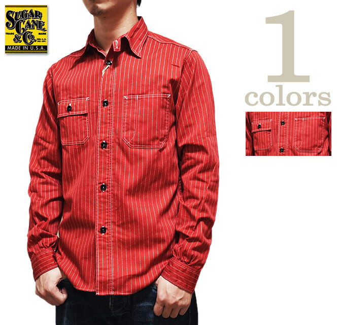 【 SUGAR CANE（シュガーケン） 】 SC28340 【 8.5oz. 】 RED WABASH STRIPE WORK SHIRTS [ FICTION ROMANCE ] [ アメカジ ] [ メンズ ]