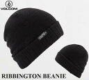 (2023 HOLIDAY)  《レターパックライト(追跡可能メール便)指定/送料無料》 RIBBINGTON BEANIE D5842301 BLK BLACK ブラック 黒 ビーニー ニット帽 ニットキャップ 帽子 ボルコム ヴォルコム スケート スノーボード メンズ レディース