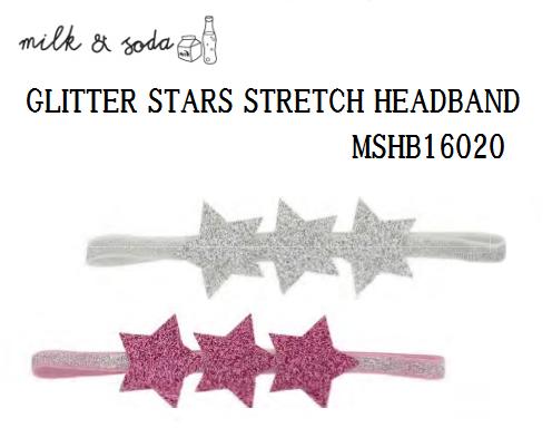 【スマートレター(メール便)ご指定で全国一律送料180円】 ★milk&soda★ ミルク アンド ソーダ GLITTER STAR STRETCH HEADBAND スター 星 グリッター キラキラ ヘッドバンド ヘアアクセサリー あくび akubi キッズ 子供用 アクセサリー MSHB16020