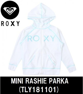 【 ROXY / ロキシー 】 《レターパックライト(小型宅配便)指定/全国一律送料無料》 MINI RASHIE PARKA キッズ ガール 紫外線対策 長袖 ロゴ ラッシュパーカ 100-150 子供用 水着 女の子 サーフ プール 海水浴 水遊び KIDS TLY181101 WHT