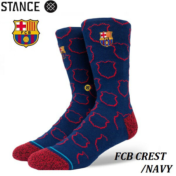 【STANCE ソックス/FCバルセロナコレクション】 FCB CREST 【品番】 A558C20FCC#NVY 【素材】 58%コットン 25%ナイロン 14%ポリエステル 2%ポリウレタン 1%エラスティック 【カラー】 NAVY 【サイズ】 メンズL 25.5-29.0cm 【商品説明】 スペインのサッカークラブFCバルセロナのチームエンブレムやカタルーニャの伝説の守護聖人「サン・ジョルディ」の十字からインスパイアされた、全3種類のデザインからなるコラボコレクション。 上質のコームドコットンを使用し、通気性が良く、柔らかで滑らかな肌触りを実現。磨耗の激しいつま先とかかと部分には、スタンス独自の優れた耐久性を持つ新素材『インフィニット』を採用。通常のモデルより5倍の耐久性を実現しました。深いヒールポケットと伸縮性のあるアーチサポートが、足のラインを優しく包み込み極上のフィット感を生み出しています。細部にまでこだわったスタンスらしい快適な履き心地に仕上げました。コーデしやすいクルー丈。 【注意事項】 ・洗濯機で洗濯できます。 ・漂白やアイロンはお避けください。 ・長くご使用いただくために、乾燥機の使用はお控えください。 掲載の画像と実際の商品に色の誤差が生じる場合がございます。 また、 直営店、店頭在庫と商品共有のためご購入のタイムラグにより在庫がない場合がございます。 その場合、やむなく商品をキャンセルさせていただく場合がございます。 ご了承ください。 【レターパック・ライト注意事項】 ●【レターパック対応可】と記載のある商品のみ ご指定いただけます。 ●レターパックライトでの発送をご希望の場合は 配送方法選択欄にてレターパックライトを ご指定下さい ●代金引換はご指定頂けません。 ●ご注文直後に楽天市場より自動送信されるメールでは、通常便の送料が反映されますが 後ほど当店よりお送りする【サンクスメール】の中で、 送料を含む最終的な請求金額をお知らせ致します。 ●レターパックライトは郵便事業株式会社（日本郵便）が専用封筒を用いて、北海道から沖縄まで、 全国一律370円で送ることが出来るサービスです。 ●レターパックでの発送は損害賠償制度がありません ので万が一、紛失または未着、商品の破損が発生 致しました場合でも、郵便事業株式会社 または当店はその責任を一切お受けする事が 出来ません。 上記の補償制度が無い事を十分にご理解頂きまして発送方法をご指定ください。 ●レターパック・プラスは郵便受けにお届けと なります。 万が一、郵便受けに入らない場合は、 不在配達通知書を差し入れた上で、 配達を行う郵便局へ持ち戻ります。 ●発送時に当社より「レターパック・問い合わせ番号」をメールにてご連絡させて頂きます。 ●ご入金確認後当店休業日を除く3営業日以内に 発送させて頂きます。 ●レターパック発送をご選択されました場合、 ご注文頂きました全商品が破損または使用の有無に 関わらず返品・交換不可商品扱いとなりますので ご注意ください。 ●配達希望日・配達ご希望時間のご指定はできません。 ●レターパックライトの制限サイズは以下の通りです。 A4サイズ(340mm×248mm)・重量4kg以内・ 厚3cm以内で専用封筒に入るサイズまで。 ●ご注文頂きました商品がレターパックで お送りできない商品またはレターパックの 制限サイズを越える為に発送が出来ない場合は、 発送方法と送料を「宅配便」扱いに ご変更させて頂きました上で、詳細をメールにて 事前にご案内させて頂きます。