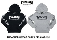 【 FLAKE / フレイク 】 THRASHER SWEAT PARKA 19A468-43 BLACK GRAY 黒 グレー スラッシャー スエット パーカー フーディ プルオーバー 長袖 子供服 キッズ 男の子 女の子 ストリート SK8 スケート ダンス
