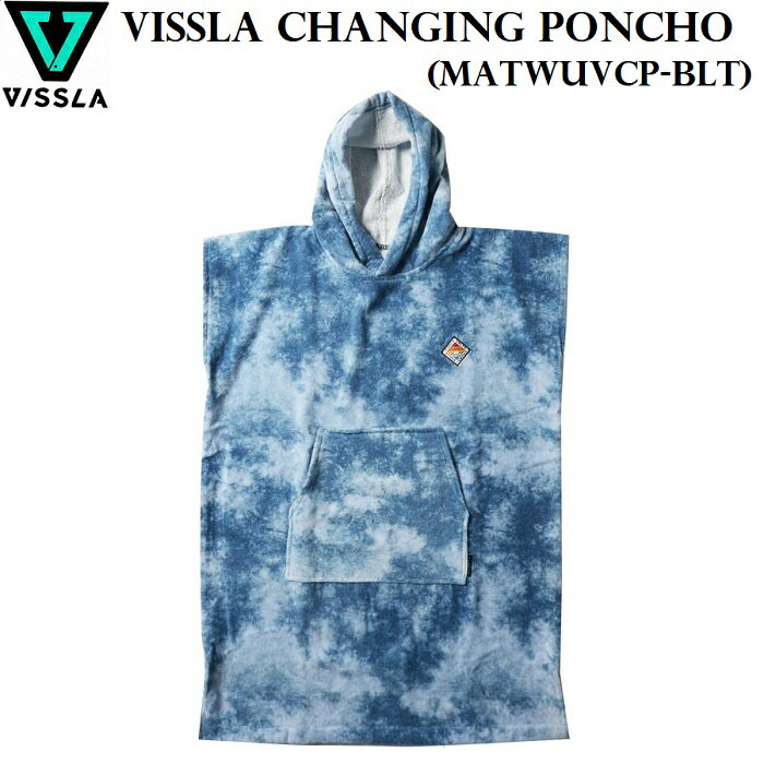 《2021 FALL ITEM》 ◇Vissla Changing Poncho ◇正規品 ◇素材：コットン100% ◇カラー：BLT(Blue Tie Dye) ◇サイズ ・本体の長さ：約109cm ・本体の幅：約84cm ・フードの長さ：約38cm　　　　 すべてのサーファーが必要とするもの カンガルーポケットとVisslaロゴ刺繍パッチが付いたフード付きテリークロスタオルチェンジングポンチョ。 ↓ご注文前に必ずお読みください↓ ◆商品確保・在庫状況について 当店は実店舗と在庫を共有し販売しております。 そのため同時注文・タイムラグ等で完売となってしまう場合がございます。 その際は大変申し訳ございませんが キャンセルとさせていただきますので ご了承ください。 ※イメージが違う、サイズが合わない、 注文を間違えた等のお客様のご都合による キャンセル、返品、交換は一切行っておりません。（セール品を含む） ※外箱の破れや潰れがある場合がございます。 商品に影響のない範囲はご了承ください。 ※記載の画像はお使いのパソコンなどの 環境により多少色の誤差が生じる場合がございます。 ご了承ください。 その他、お買い上げ前に 決済・配送・返品のページを ご確認いただけるようお願い申し上げます。