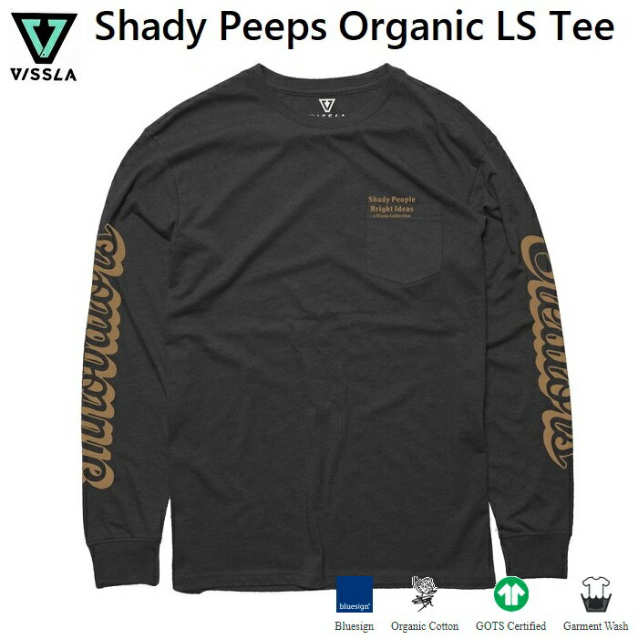 楽天LUANA　LANI　楽天市場店【VISSLA/ヴィスラ】 ◆国内正規品◆ （21HO） Shady Peeps Organic LS Tee ロングTシャツ ロンT 長袖 ティーシャツ サーフィン サーフ メンズ 男性用 日本規格 M487VSHA BLACK BLK ブラック 黒