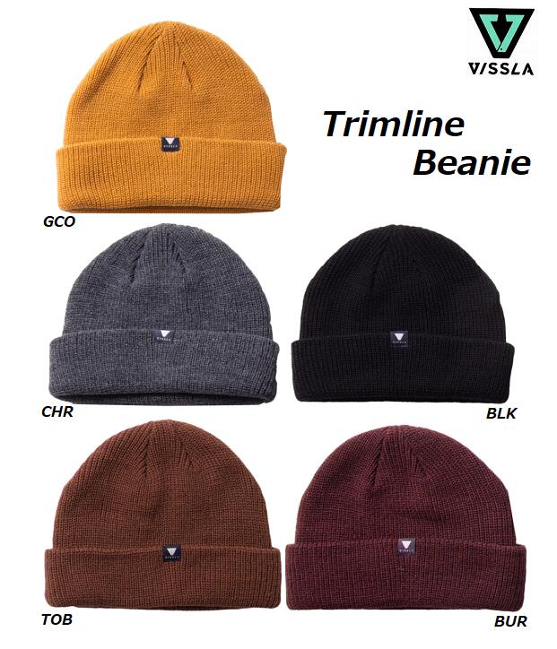 【VISSLA/ヴィスラ】 【国内正規品】 《レターパックライト(追跡可能メール便)にて発送》 (22FA) Trimline Beanie トリムライン ビーニー ニット帽 帽子 ニットキャップ ビスラ BLK BUR CHR GCO TOB MABNYTRI