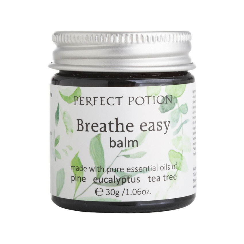 塗り込むから効く 精油たっぷりバーム パーフェクトポーション ブリーズイージーバーム 30g 天然成分 保湿 整肌作用 オーガニック成分 精油 花粉 風邪 鼻 アロマ 花粉症 鼻詰まり ミント エッセンシャルオイル すっきり ティーツリー 売却 マスク ユーカリ 深呼吸