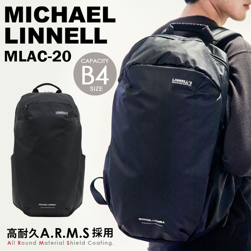 MICHAEL LINNELL マイケルリンネル リュック リュックサック デイパック バックパック 25L PCポケット PCスリーブ 通勤 通学 ビジネスバッグ ビジネスリュック シンプル 黒 ブラック ブランド ブランドロゴ MLAC-20