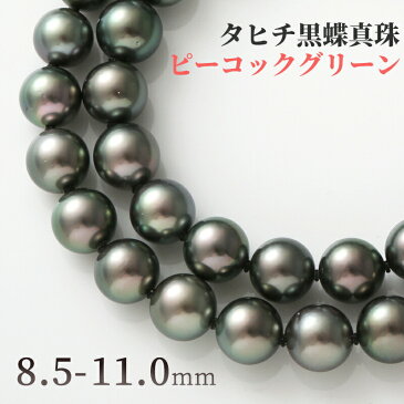 【今だけ10%OFFクーポン配布中！】【20日(土)23時59分マデ！】 黒蝶真珠 パール ネックレス 8.5mm 10.5mm ピーコックグリーン タヒチ黒蝶真珠 黒蝶 黒蝶貝 シルバー クラスプ 冠婚葬祭 葬儀