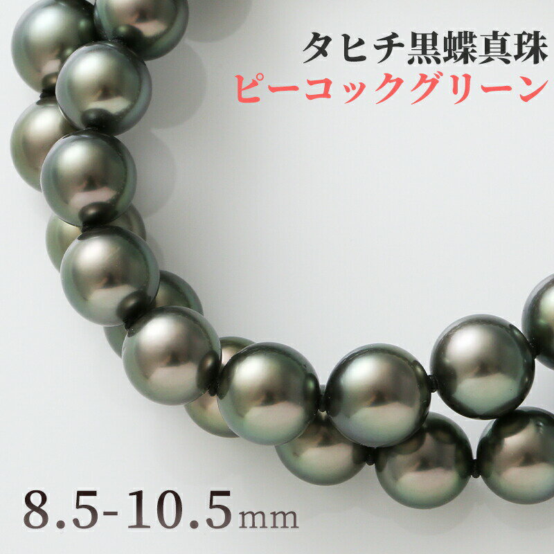 【今だけ10%OFFクーポン配布中！】【20日(土)23時59分マデ！】 黒蝶真珠 パール ネックレス 8.5mm 10.5mm ピーコックグリーン タヒチ黒蝶真珠 黒蝶 黒蝶貝 シルバー クラスプ 冠婚葬祭 葬儀