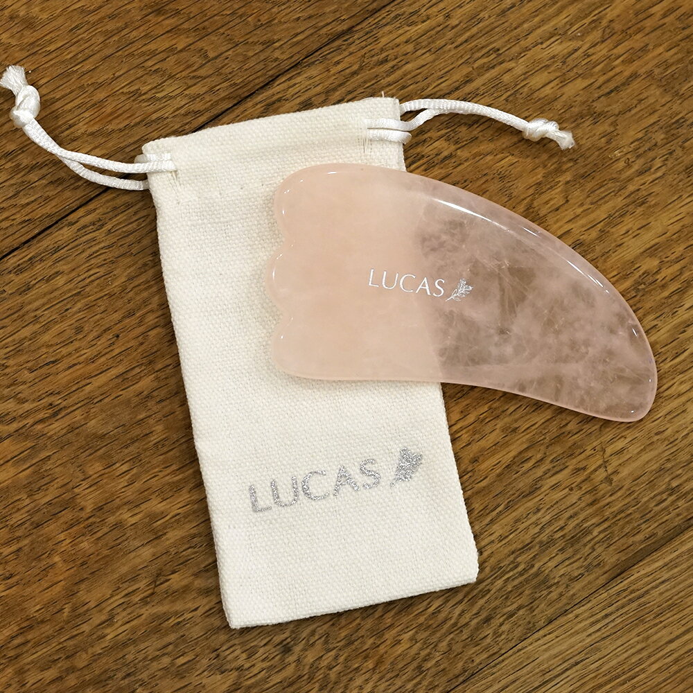 カッサ ポーチ付き 【ローズクォーツ】 LUCAS　ルカス フェイシャルアップ　マッサージ　リンパ　ツボ刺激　血行 セルフケア　美顔 クレンズ