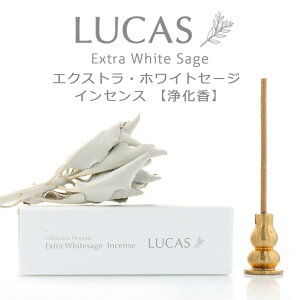 ホワイトセージ 浄化用お香 線香【スティックタイプ 30本入り】 （天然成分100% & 日本製） LUCAS ルカス オーガニックホワイトセージのお香 [送料無料] インセンス クレンズ