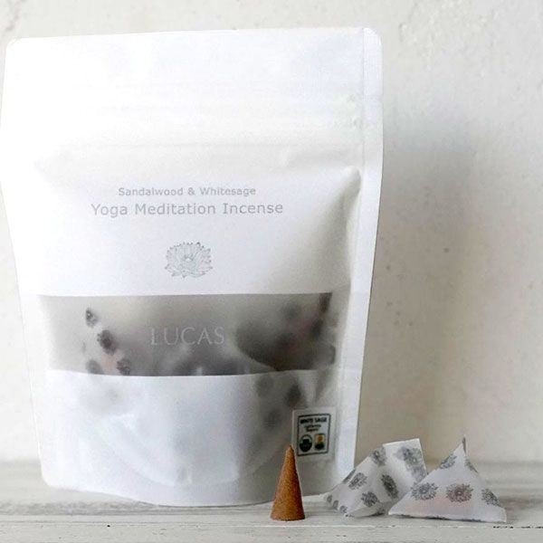 サンダルウッド(白檀)& エクストラ・ホワイトセージ ヨガ・瞑想用 お香 (インセンス) 10個入り 【日本製・香料不使用】LUCAS クレンズ