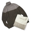 【SALE30】秋冬アウトレット Mc Lauren ( マック ローレン ) / SWAN / ウール モヘヤ バイカラー ケーブル タートルネック ニット【ライトブラウン/ブラウン】【送料無料】