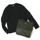 【国内正規品】【MEN / UNISEX】【SALE30】秋冬アウトレット Letroyes ( ルトロワ ) / THOMAS LG RAYE / ウールカシミヤ 切り替え ボーダー クルーネック セーター【VertFonce×VertFonce.カーキ/Noir×Noir.ブラック】【送料無料】