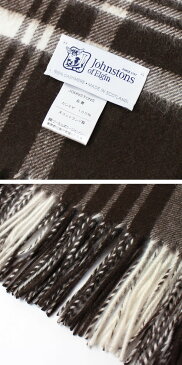 【国内正規品】F/W 新作 JOHNSTONS ( ジョンストンズ ) / チェック柄 カシミヤ 大判ストール【AU2961.ブラウン】【Brown & White Check】【日本限定色】【送料無料】
