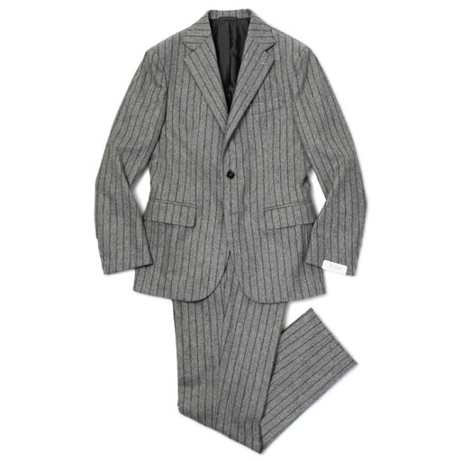 デ ペトリロ / De Petrillo / ワンプリーツ スーツ / ウール フランネル ストライプ柄 3B 段返り / LINEA NAPOLI / NAPOLI【グレー】【SALE 50】 デ ペトリロ / De Petrillo / ワンプリーツ スーツ / ウール フランネル ストライプ柄 3B 段返り / LINEA NAPOLI / NAPOLI【グレー】【SALE 50】