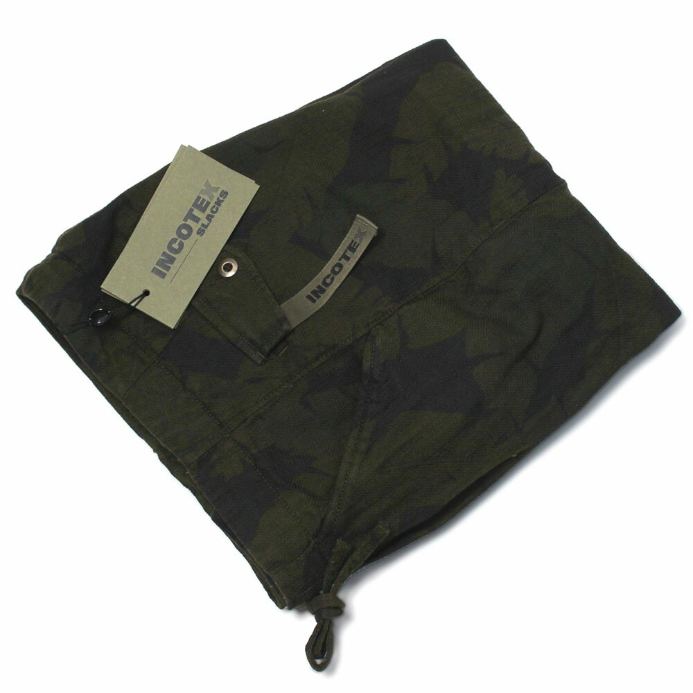 インコテックス スラックス / INCOTEX SLACKS / リラックス パンツ / コットン リネン リーフ柄カモフラ ロールアップ 【10S149-9847A】【820.カーキ】【SALE 30】のサムネイル