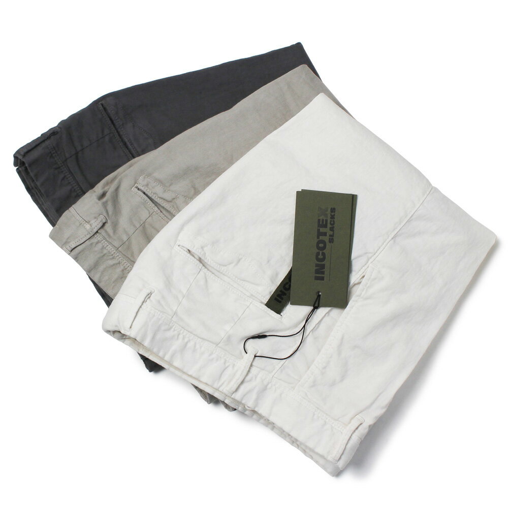 インコテックス スラックス / INCOTEX SLACKS / 100型 ( 旧603型 ) / ストレッチ パンツ / リネン ストレッチ / ガーメントダイ / スリム フィット / SLIM FIT【16S100-90895】【009.オフホワイト/906.グレージュ/919.グレー】のサムネイル