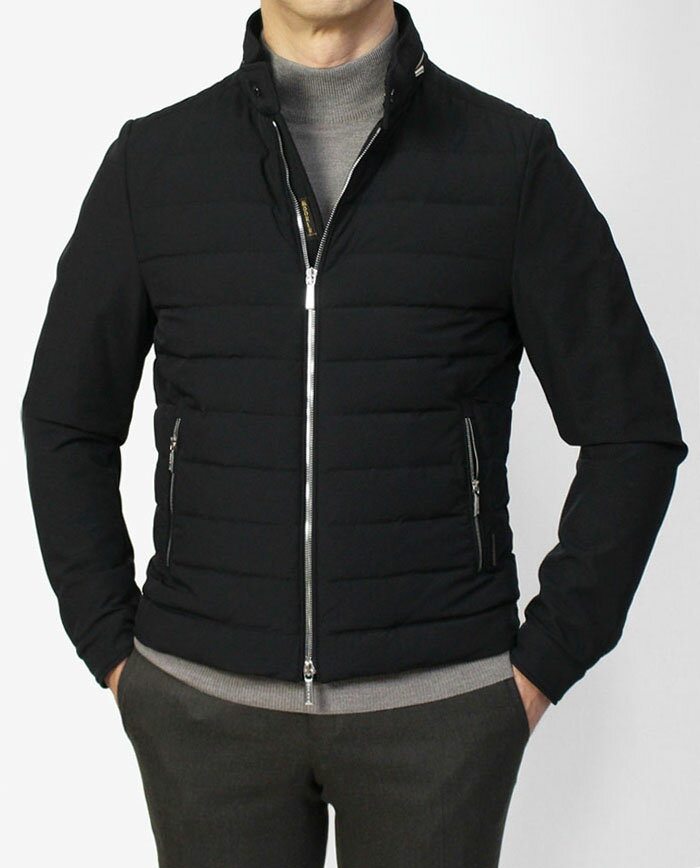 ムーレー / MooRER / 軽量 ダウン ブルゾン / ストレッチ / ライダース型 スタンド ZIP / FILIPPO-KN 【NERO.ブラック】