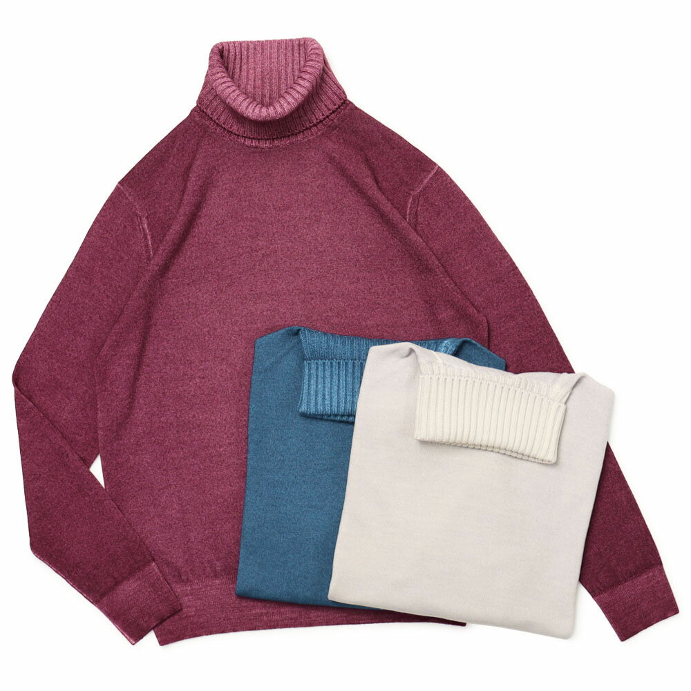 クルチアーニ / Cruciani / タートルネック ニット / 製品染め ウール ゲージ切り替え / JU4202 【アイ..