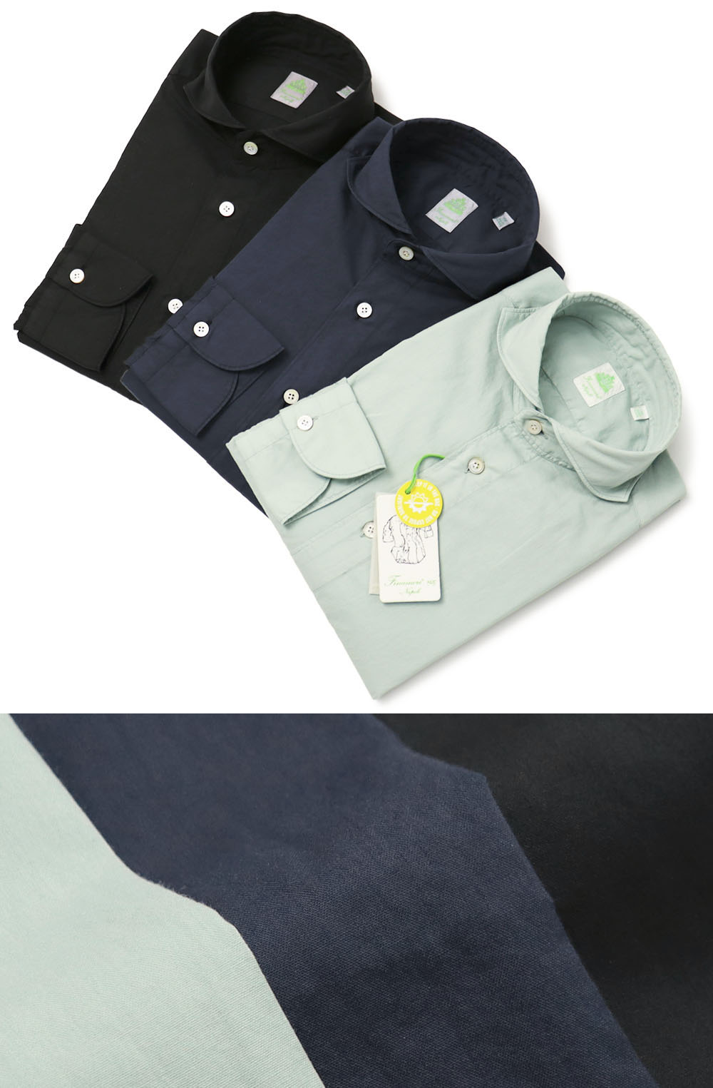 フィナモレ / Finamore / セルジオ / SERGIO / カッタウェイ シャツ / スーパーライトコットン / ガー..