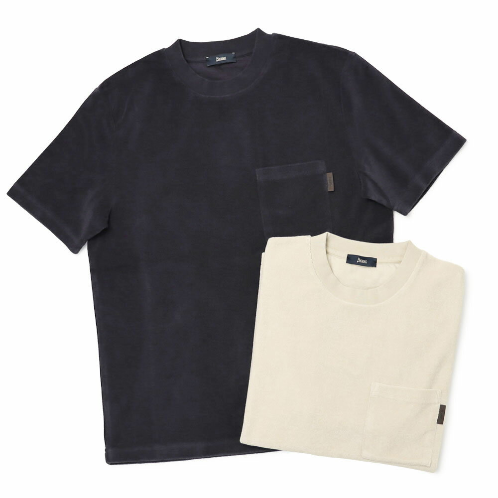 Rakuten - ヘルノ / HERNO / クルーネック 胸ポケットTシャツ / パイル生地 / JG000226U-50081【1985.ベージュ/9200.ネイビー】【SALE 20】