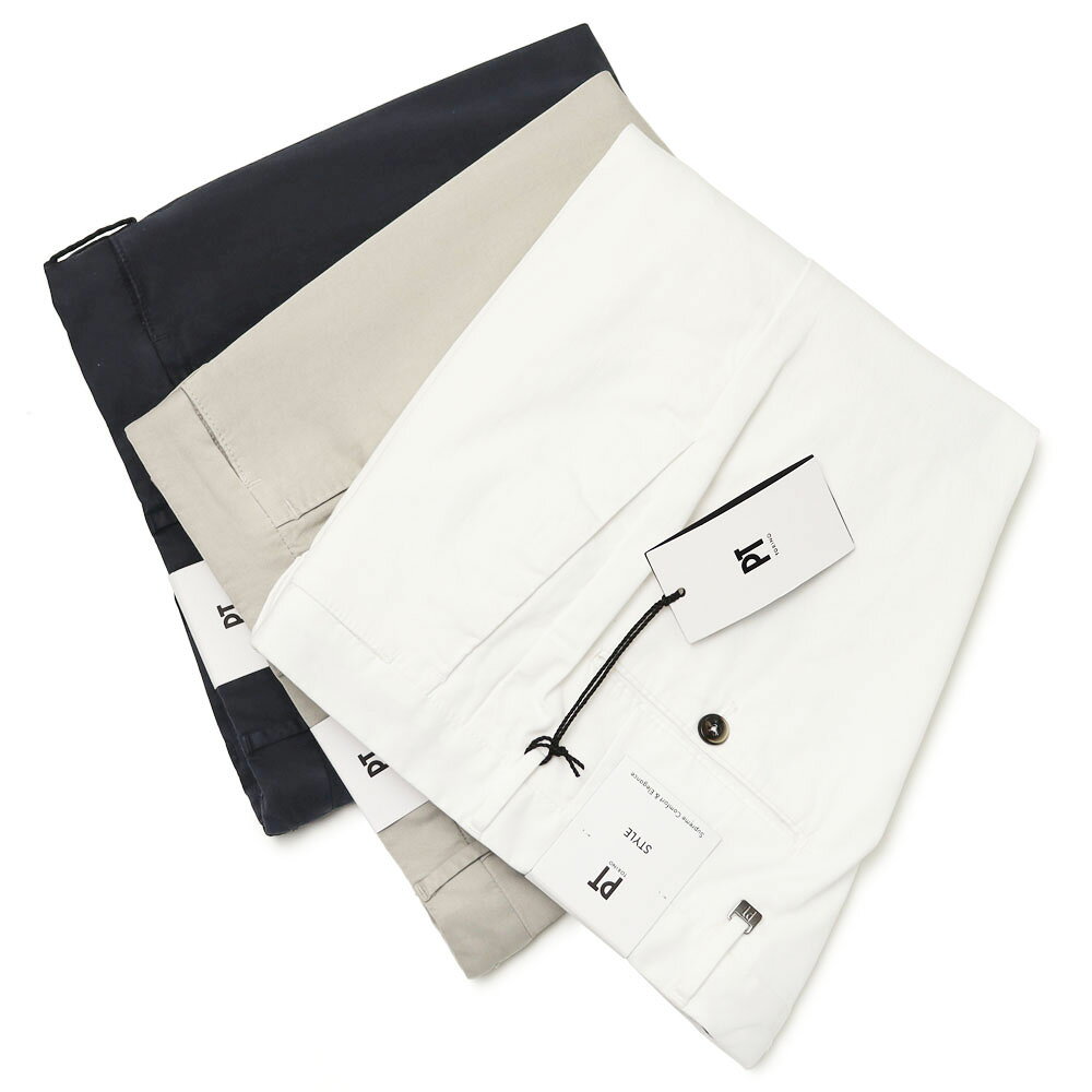Rakuten - PT TORINO / ピーティー トリノ / スーパースリム フィット / SUPER SLIM FIT / ノープリーツ スラックス / ライトコットンギャバ / ストレッチ 【CODT01Z00CL1 / PU42】【Y010.ホワイト / Y210.アイスグレー / Y372.ネイビー】