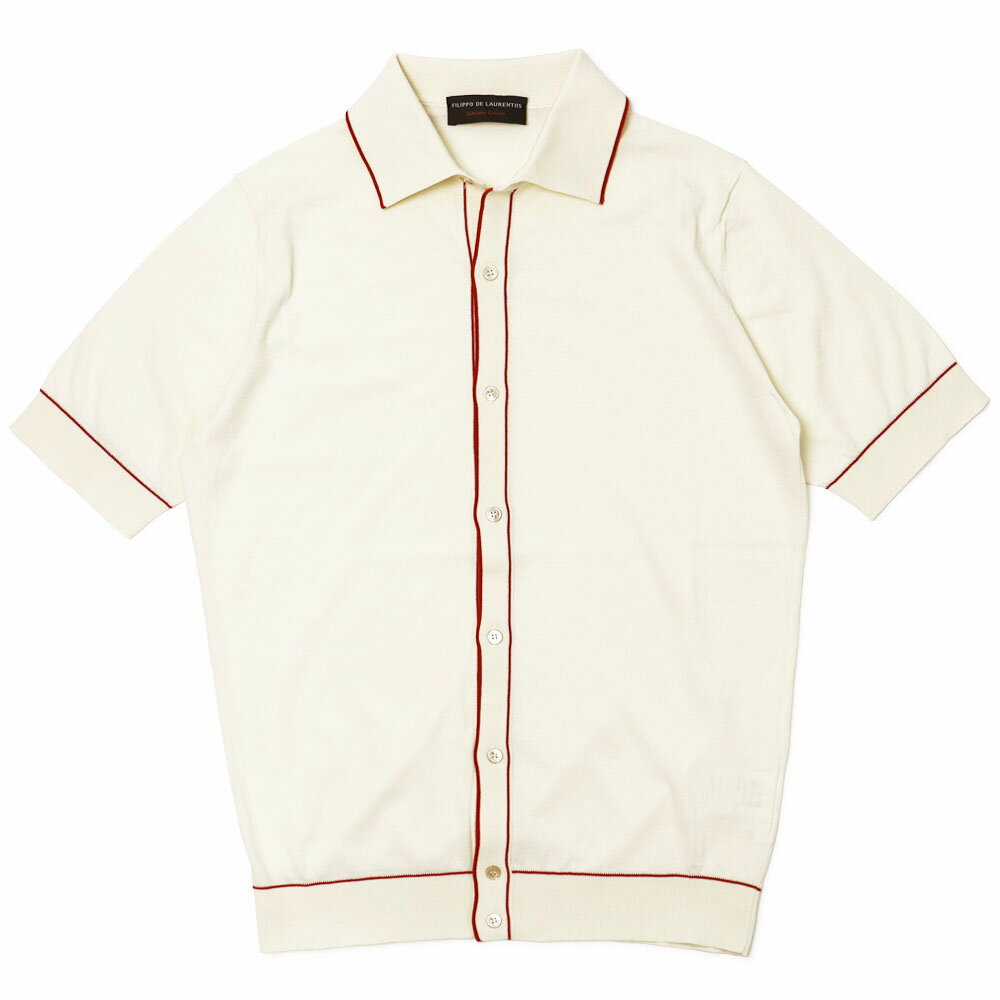 Rakuten - フィリッポ デ ローレンティス / FILIPPO DE LAURENTIIS / シャツ襟 ニット / 半袖カーディガン / 18ゲージスーピマコットンニット / 6110-CA1MC55 【オフホワイト】
