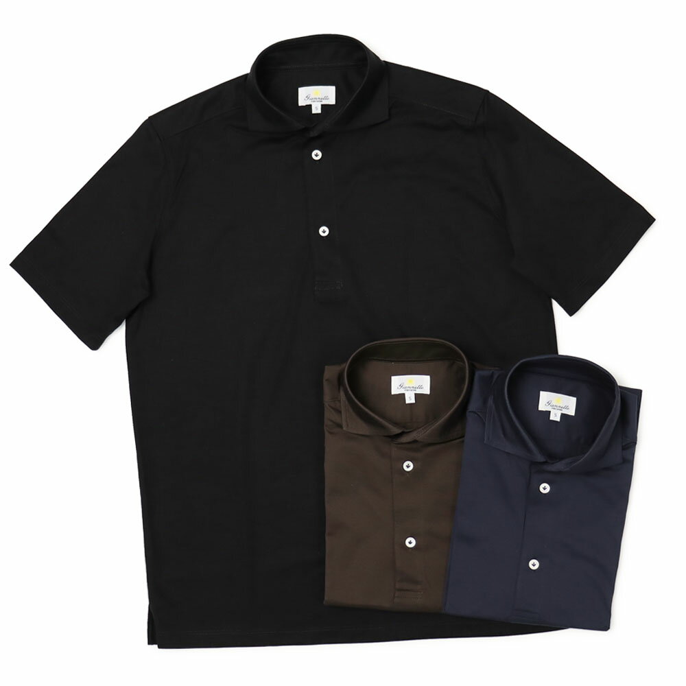 ジャンネット / GIANNETTO / POLO SHIRT / ポロシャツ / シルケット加工コットン / 61181-POLOSHIRT 【ネイビー / ブラウン / ブラック】（楽天・luccicare）