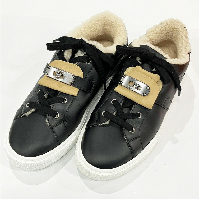 HERMES エルメス スニーカー デイ ケリー金具 ブラック エクリュ #40 26.5cm 20231201【新品同様】のサムネイル