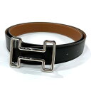 HERMES エルメス トゥナイト リバーシブルベルト シルバー金具 ブラック/ゴールド トゴ/ボックスカーフ #95 U刻印 4160477【新品】